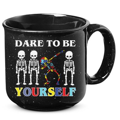 Dare To Be Yourself Autism Awareness Skeleton 15oz Campfire Ceramic Mug