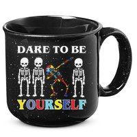 Dare To Be Yourself Autism Awareness Skeleton 15oz Campfire Ceramic Mug