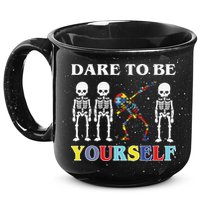 Dare To Be Yourself Autism Awareness Skeleton 15oz Campfire Ceramic Mug