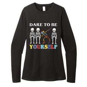 Dare To Be Yourself Autism Awareness Skeleton Womens CVC Long Sleeve Shirt