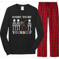 Dare To Be Yourself Autism Awareness Skeleton Long Sleeve Pajama Set