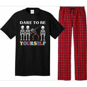 Dare To Be Yourself Autism Awareness Skeleton Pajama Set