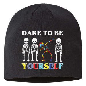 Dare To Be Yourself Autism Awareness Skeleton Sustainable Beanie