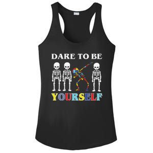 Dare To Be Yourself Autism Awareness Skeleton Ladies PosiCharge Competitor Racerback Tank