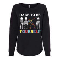 Dare To Be Yourself Autism Awareness Skeleton Womens California Wash Sweatshirt