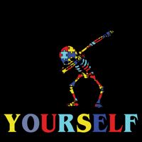 Dare To Be Yourself Autism Awareness Skeleton Baseball Sleeve Shirt