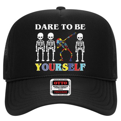Dare To Be Yourself Autism Awareness Skeleton Trucker Hat