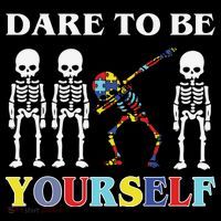 Dare To Be Yourself Autism Awareness Skeleton Full Zip Hoodie