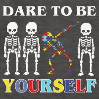 Dare To Be Yourself Autism Awareness Skeleton Vector Backpack