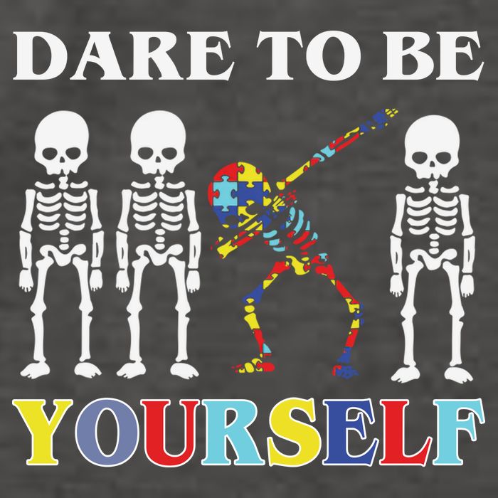 Dare To Be Yourself Autism Awareness Skeleton Vector Backpack