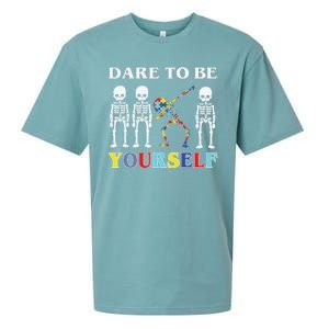 Dare To Be Yourself Autism Awareness Skeleton Sueded Cloud Jersey T-Shirt