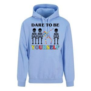 Dare To Be Yourself Autism Awareness Skeleton Unisex Surf Hoodie