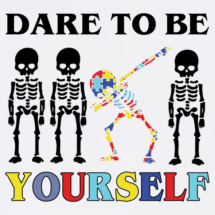 Dare To Be Yourself Autism Awareness Skeleton Garment-Dyed Sweatshirt