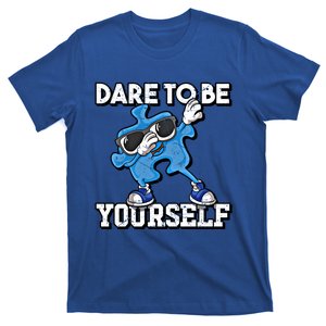 Dare To Be Yourself Autism Awareness Dabbing Puzzle Piece Gift T-Shirt