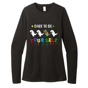 Dare To Be Yourself Autism Awareness Dinosaur Puzzle 2023 Great Gift Womens CVC Long Sleeve Shirt