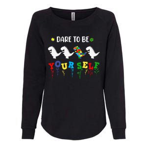 Dare To Be Yourself Autism Awareness Dinosaur Puzzle 2023 Great Gift Womens California Wash Sweatshirt