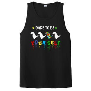 Dare To Be Yourself Autism Awareness Dinosaur Puzzle 2023 Great Gift PosiCharge Competitor Tank