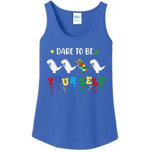 Dare To Be Yourself Autism Awareness Dinosaur Puzzle 2023 Great Gift Ladies Essential Tank