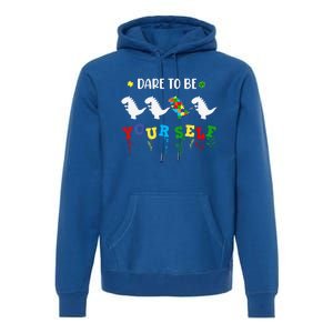 Dare To Be Yourself Autism Awareness Dinosaur Puzzle 2023 Great Gift Premium Hoodie