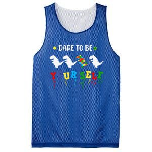 Dare To Be Yourself Autism Awareness Dinosaur Puzzle 2023 Great Gift Mesh Reversible Basketball Jersey Tank