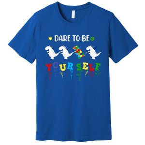 Dare To Be Yourself Autism Awareness Dinosaur Puzzle 2023 Great Gift Premium T-Shirt