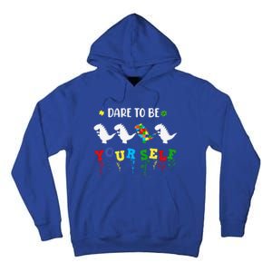 Dare To Be Yourself Autism Awareness Dinosaur Puzzle 2023 Great Gift Tall Hoodie