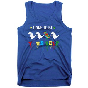 Dare To Be Yourself Autism Awareness Dinosaur Puzzle 2023 Great Gift Tank Top