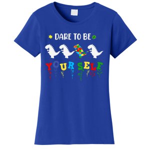 Dare To Be Yourself Autism Awareness Dinosaur Puzzle 2023 Great Gift Women's T-Shirt