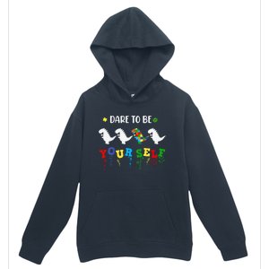 Dare To Be Yourself Autism Awareness Dinosaur Puzzle 2023 Great Gift Urban Pullover Hoodie