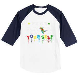 Dare To Be Yourself Autism Awareness Dinosaur Puzzle 2023 Great Gift Baseball Sleeve Shirt