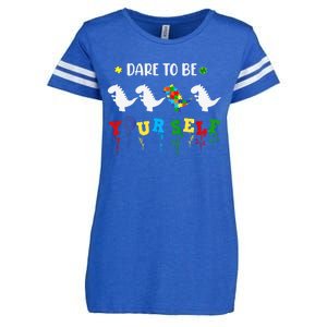 Dare To Be Yourself Autism Awareness Dinosaur Puzzle 2023 Great Gift Enza Ladies Jersey Football T-Shirt