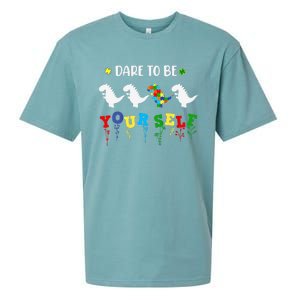 Dare To Be Yourself Autism Awareness Dinosaur Puzzle 2023 Great Gift Sueded Cloud Jersey T-Shirt