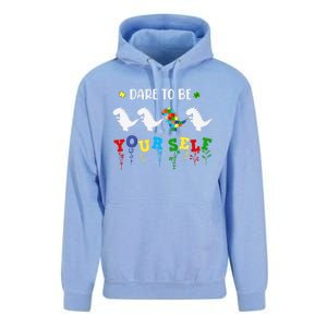 Dare To Be Yourself Autism Awareness Dinosaur Puzzle 2023 Great Gift Unisex Surf Hoodie