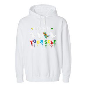 Dare To Be Yourself Autism Awareness Dinosaur Puzzle 2023 Great Gift Garment-Dyed Fleece Hoodie