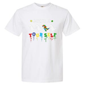 Dare To Be Yourself Autism Awareness Dinosaur Puzzle 2023 Great Gift Garment-Dyed Heavyweight T-Shirt