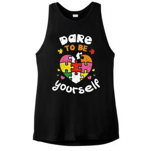 Dare To Be Yourself Autism Awareness Month Campaign Great Gift Ladies PosiCharge Tri-Blend Wicking Tank