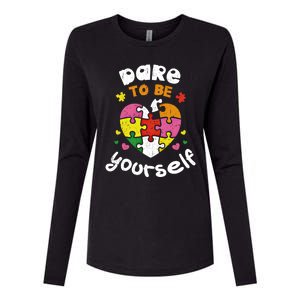 Dare To Be Yourself Autism Awareness Month Campaign Great Gift Womens Cotton Relaxed Long Sleeve T-Shirt