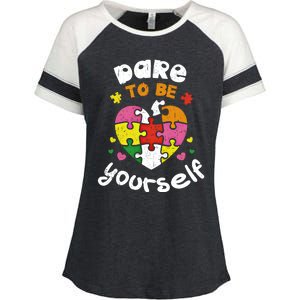 Dare To Be Yourself Autism Awareness Month Campaign Great Gift Enza Ladies Jersey Colorblock Tee