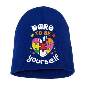 Dare To Be Yourself Autism Awareness Month Campaign Great Gift Short Acrylic Beanie