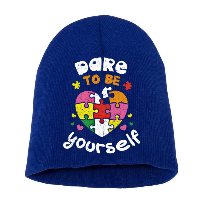 Dare To Be Yourself Autism Awareness Month Campaign Great Gift Short Acrylic Beanie