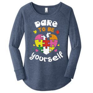 Dare To Be Yourself Autism Awareness Month Campaign Great Gift Women's Perfect Tri Tunic Long Sleeve Shirt