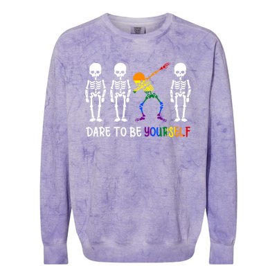 Dare To Be Yourself Autism Awareness Tee Cute Lgbt Pride Meaningful Gift Colorblast Crewneck Sweatshirt