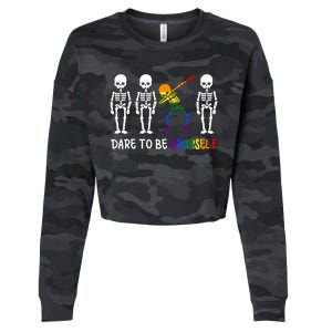 Dare To Be Yourself Autism Awareness Tee Cute Lgbt Pride Meaningful Gift Cropped Pullover Crew