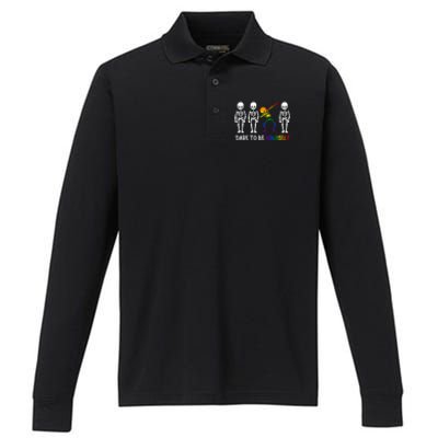 Dare To Be Yourself Autism Awareness Tee Cute Lgbt Pride Meaningful Gift Performance Long Sleeve Polo