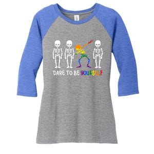 Dare To Be Yourself Autism Awareness Tee Cute Lgbt Pride Meaningful Gift Women's Tri-Blend 3/4-Sleeve Raglan Shirt