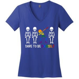 Dare To Be Yourself Autism Awareness Tee Cute Lgbt Pride Meaningful Gift Women's V-Neck T-Shirt