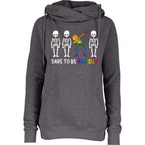 Dare To Be Yourself Autism Awareness Tee Cute Lgbt Pride Meaningful Gift Womens Funnel Neck Pullover Hood