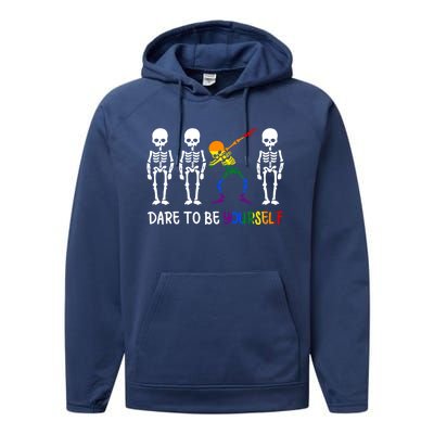 Dare To Be Yourself Autism Awareness Tee Cute Lgbt Pride Meaningful Gift Performance Fleece Hoodie