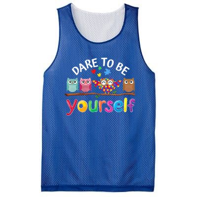 Dare To Be Yourself Cute Night Owls Autism Awareness Month Meaningful Gift Mesh Reversible Basketball Jersey Tank