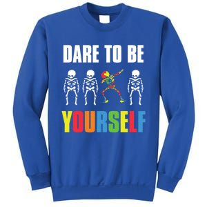 Dare To Be Yourself Dabbing Skeleton Autism Awareness Gift Sweatshirt